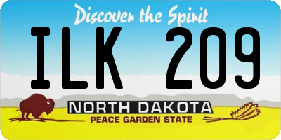 ND license plate ILK209