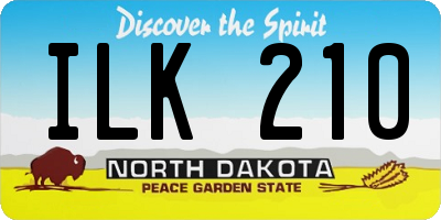 ND license plate ILK210