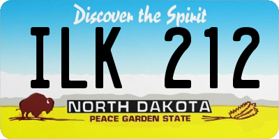 ND license plate ILK212