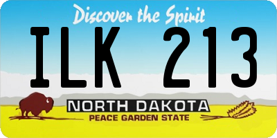 ND license plate ILK213