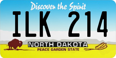 ND license plate ILK214