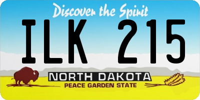 ND license plate ILK215