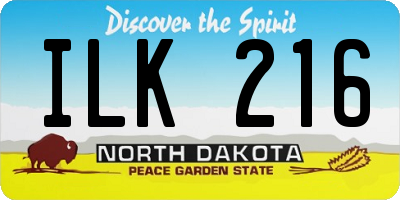 ND license plate ILK216