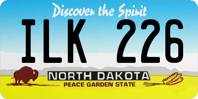 ND license plate ILK226