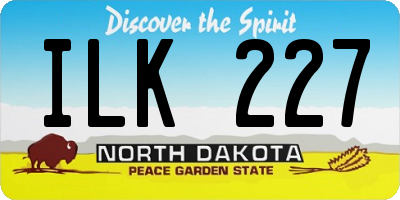ND license plate ILK227