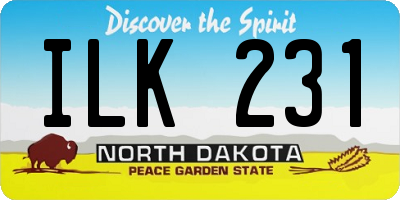 ND license plate ILK231