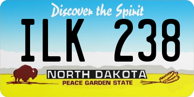 ND license plate ILK238