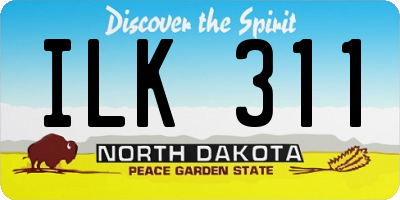 ND license plate ILK311