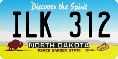 ND license plate ILK312
