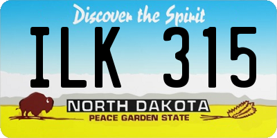 ND license plate ILK315