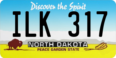 ND license plate ILK317