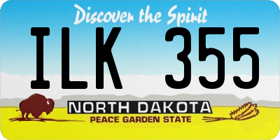 ND license plate ILK355