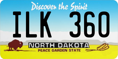 ND license plate ILK360