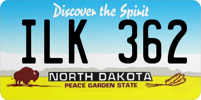 ND license plate ILK362
