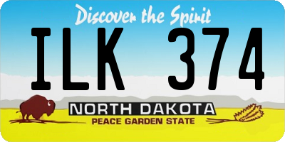 ND license plate ILK374