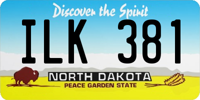 ND license plate ILK381