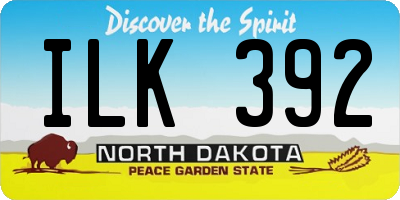 ND license plate ILK392
