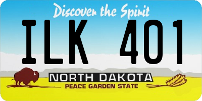 ND license plate ILK401
