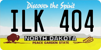 ND license plate ILK404