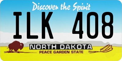 ND license plate ILK408