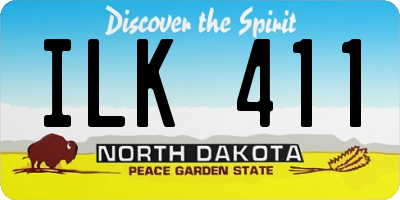 ND license plate ILK411