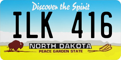 ND license plate ILK416