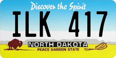 ND license plate ILK417