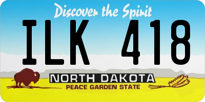 ND license plate ILK418