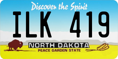 ND license plate ILK419