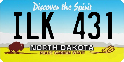 ND license plate ILK431
