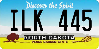 ND license plate ILK445