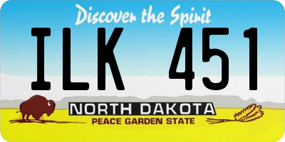 ND license plate ILK451