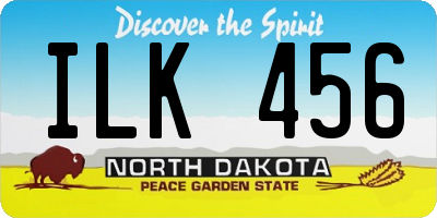 ND license plate ILK456