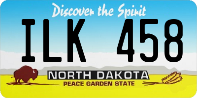 ND license plate ILK458