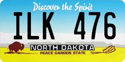 ND license plate ILK476