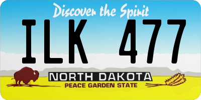 ND license plate ILK477