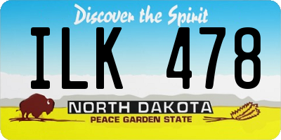 ND license plate ILK478