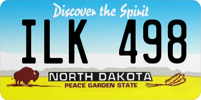 ND license plate ILK498