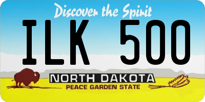 ND license plate ILK500