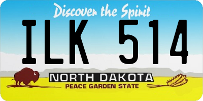 ND license plate ILK514