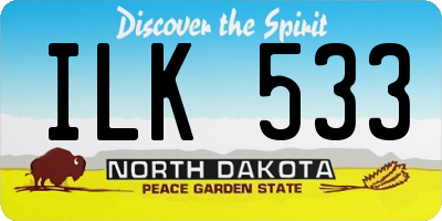 ND license plate ILK533