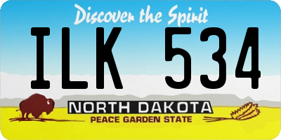 ND license plate ILK534