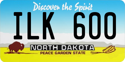 ND license plate ILK600