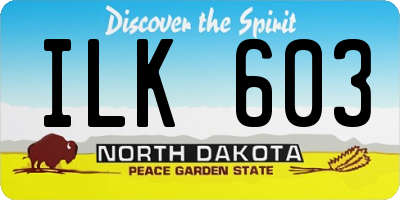 ND license plate ILK603
