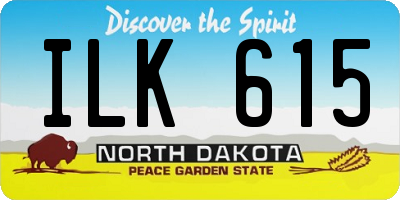 ND license plate ILK615