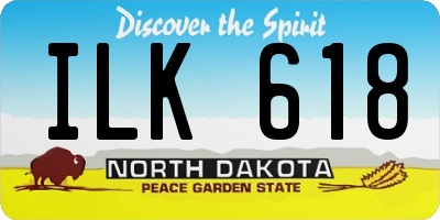 ND license plate ILK618