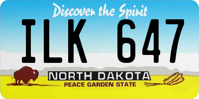 ND license plate ILK647