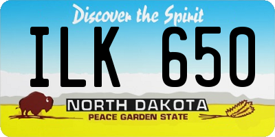 ND license plate ILK650