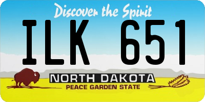ND license plate ILK651