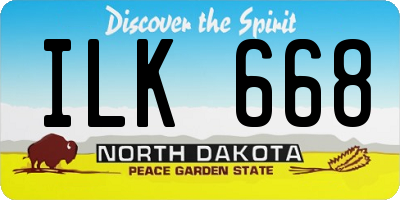 ND license plate ILK668